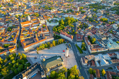 High angle view of buildings in city