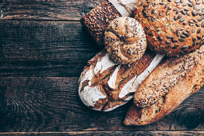 High angle view of bread on table