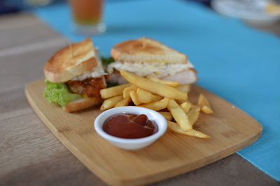 Close-up of food on table