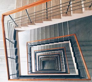 High angle view of spiral stairs