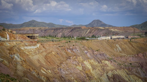 Scenic view of landscape and mountains against sky