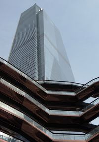 Low angle view of modern building against clear sky