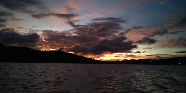 Scenic view of sea against sky during sunset