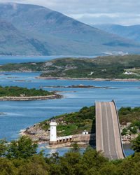 High angle view of lake against sky