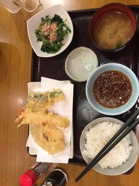 High angle view of food in bowl