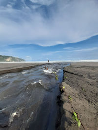 Scenic view of beach against sky