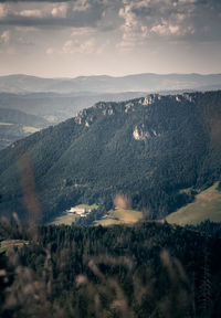 High angle view of land against sky