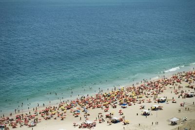 High angle view of people on beach