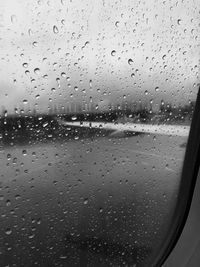 Full frame shot of wet glass window in rainy season