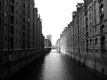 Canal along buildings in city