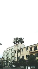 Low angle view of residential building against clear sky