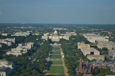 Aerial view of cityscape against sky