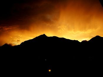 Silhouette of mountains at sunset