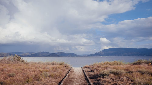 Scenic view of land against sky