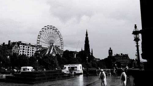 View of ferris wheel in city