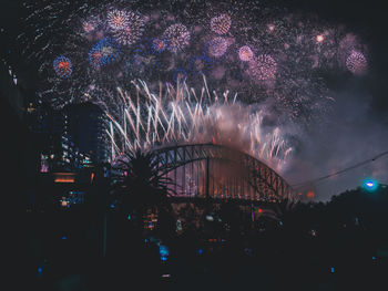 Firework display at night