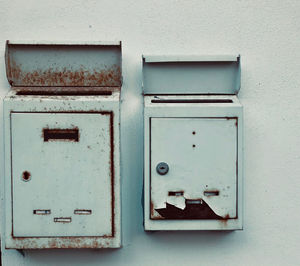 Close-up of mailbox on wall