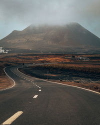 Volcano peak hidden by clouds. lanzarote.