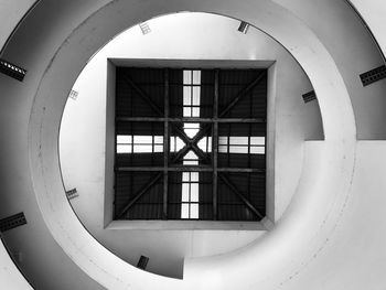 Low angle view of skylight in building