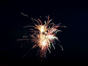 Low angle view of firework display at night