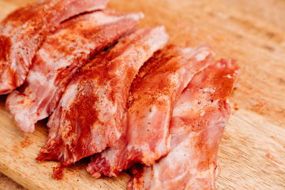 High angle view of food on cutting board