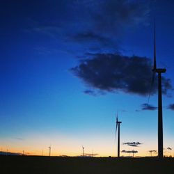 Silhouette of windmill against sky at sunset