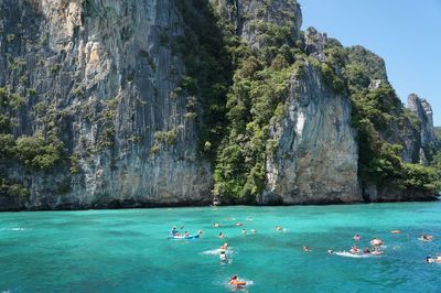 Scenic view of sea and rocks