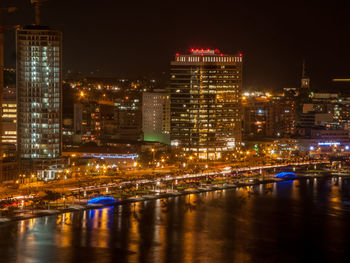 Illuminated city at night