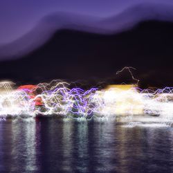 View of illuminated water at night