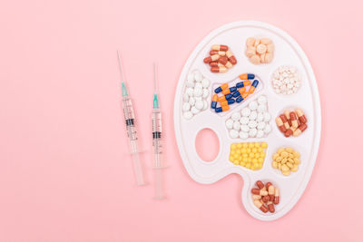 Directly above shot of multi colored pencils on table