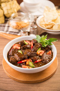 Close-up of meal served in plate