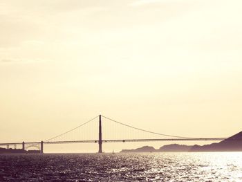 Suspension bridge over river