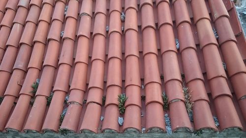 High angle view of roof tiles