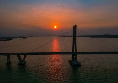 Beautiful sunset behind the bridge