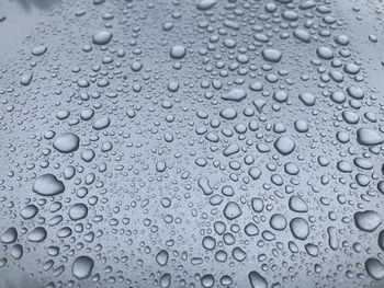 Full frame shot of raindrops on glass
