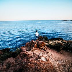 Scenic view of sea against clear sky