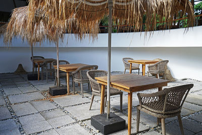 Exterior design and decoration of dining area decorated in tropical style