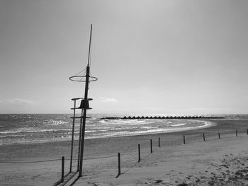 Scenic view of beach against clear sky