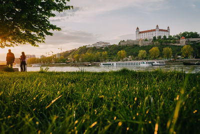 View of river with trees in background