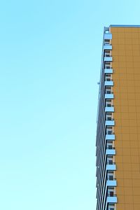 Low angle view of building against clear blue sky