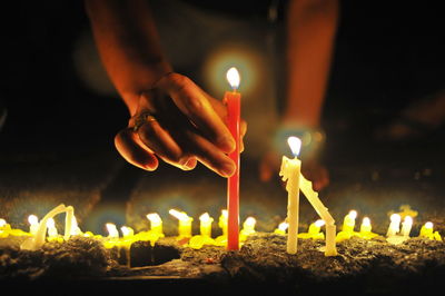 Close-up of lit candle