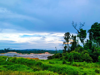 Scenic view of land against sky