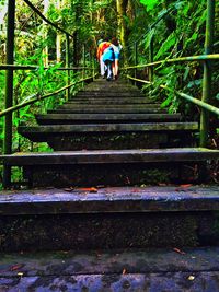 Woman walking on steps