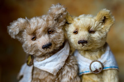 He and she, a loving couple of handmade collectible teddy bears, suitable for printing, calendaring