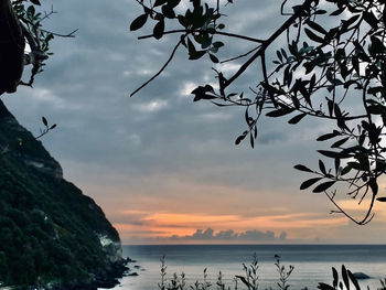 Scenic view of sea against sky at sunset