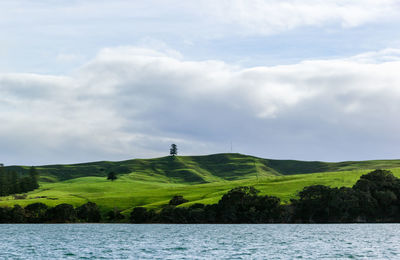 Scenic view of lake against sky