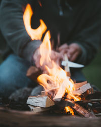 Close-up of bonfire