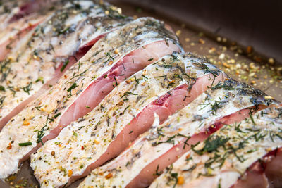 High angle view of fish in container