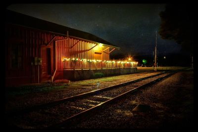 Railroad track at night