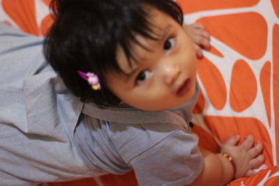 Portrait of cute girl at home